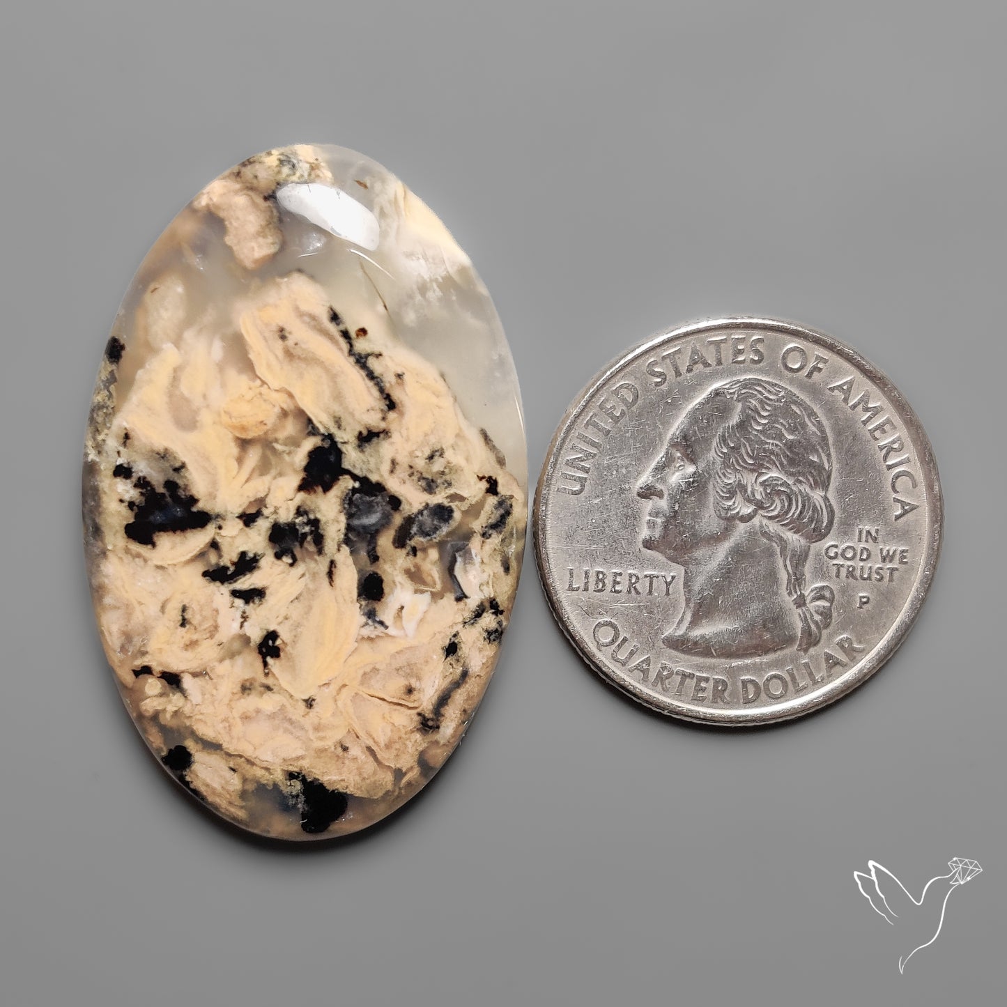 Australian Dendritic Agate Cabochon aka Yellow/Tiger Dendrite