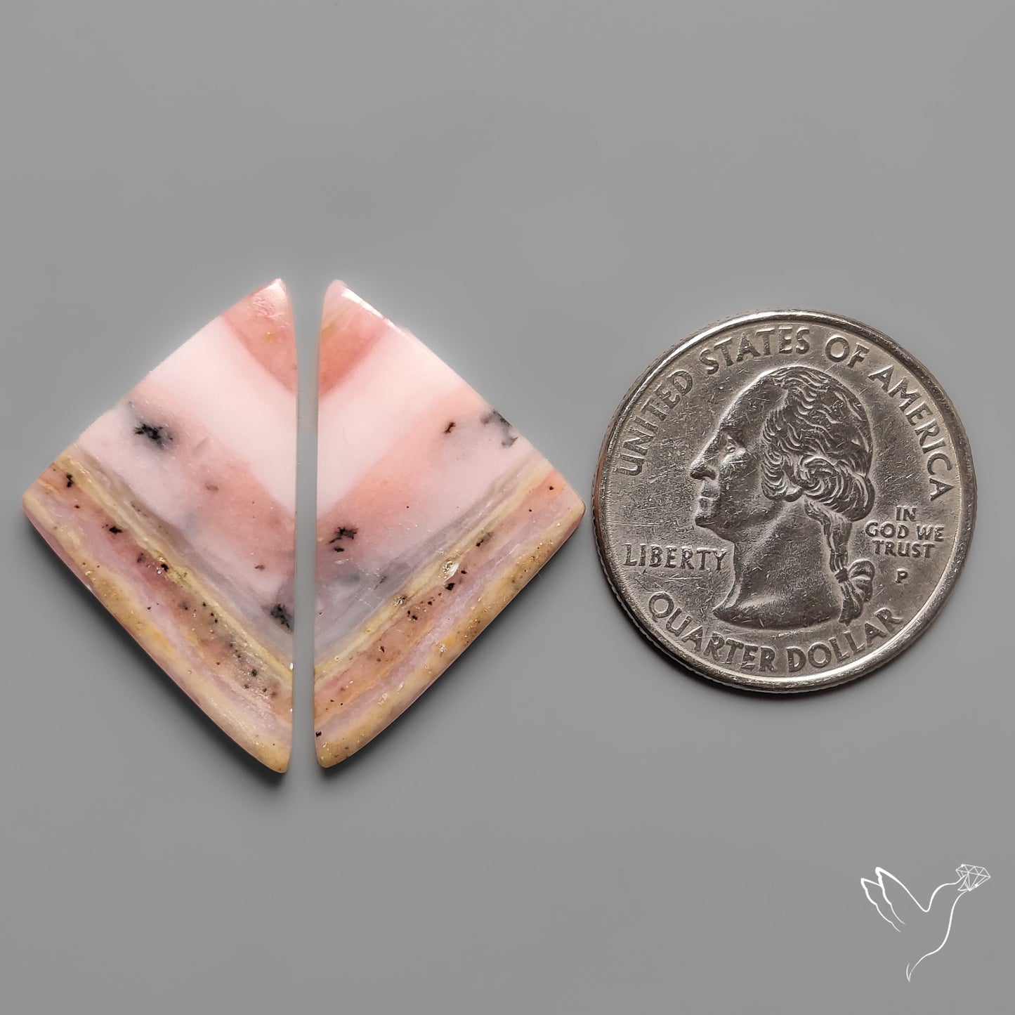Peruvian Pink Opals Pair Deep Pink with Dendrite