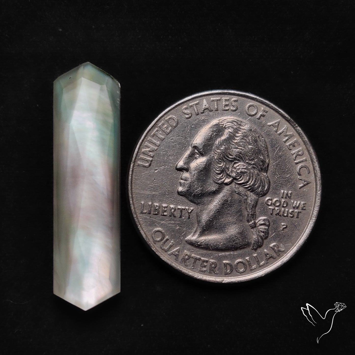 Long Rose Cut Mother Of Pearl Doublet with Quartz