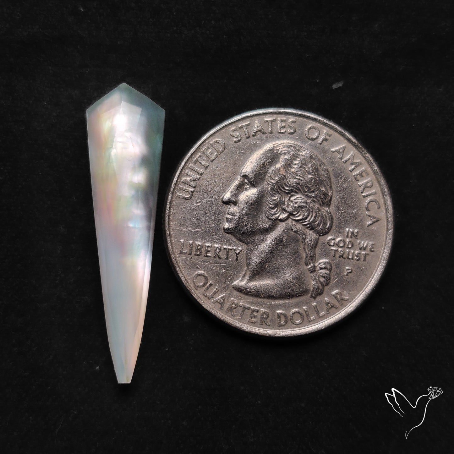 Long Rose Cut Mother Of Pearl Doublet with Quartz