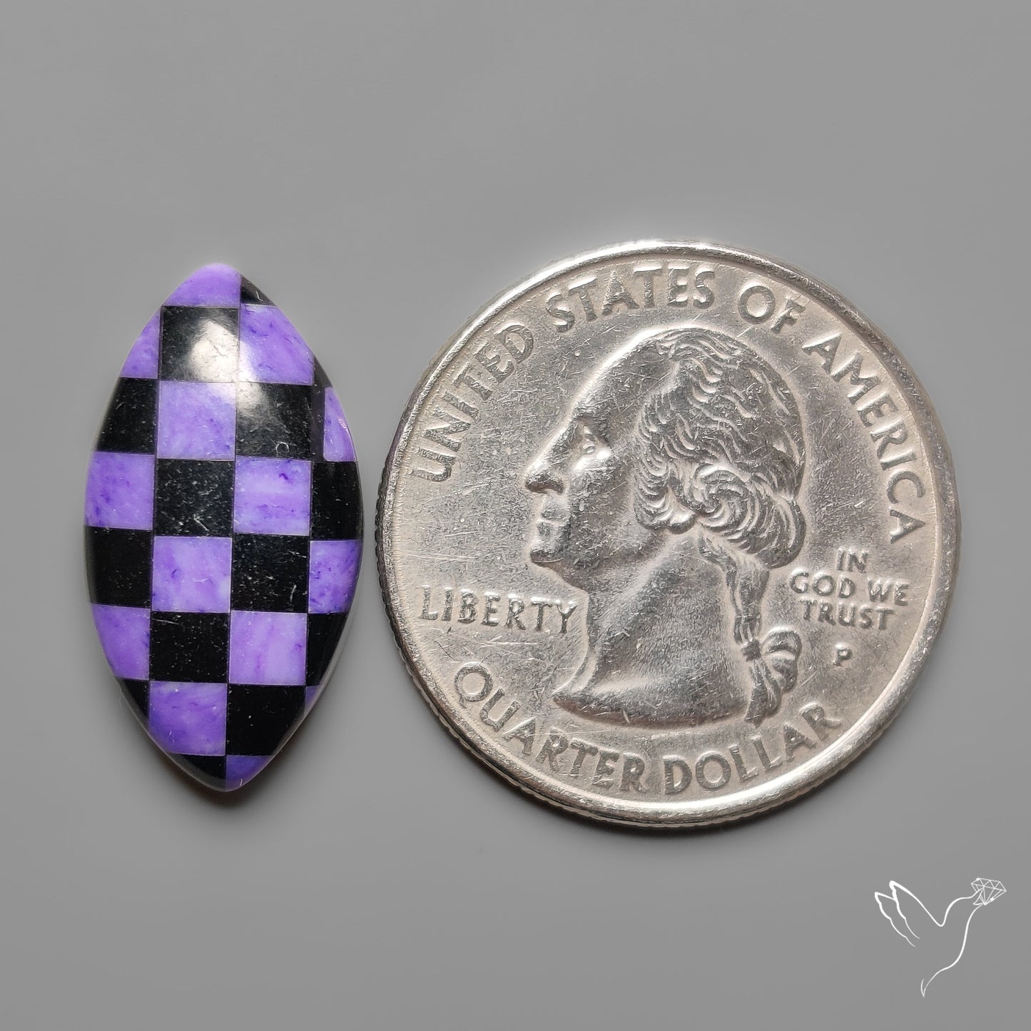 Charoite and Onyx Mosaic Cabochon