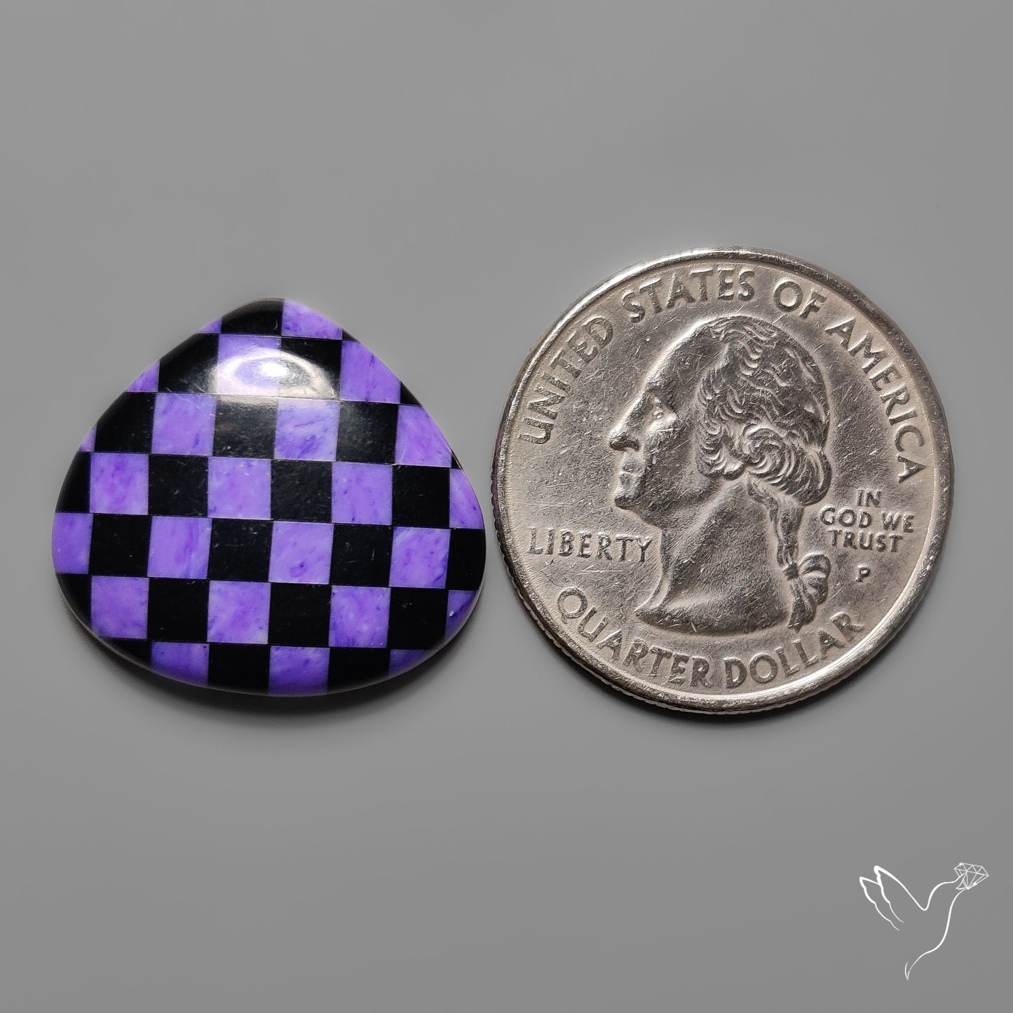 Charoite and Onyx Mosaic Cabochon