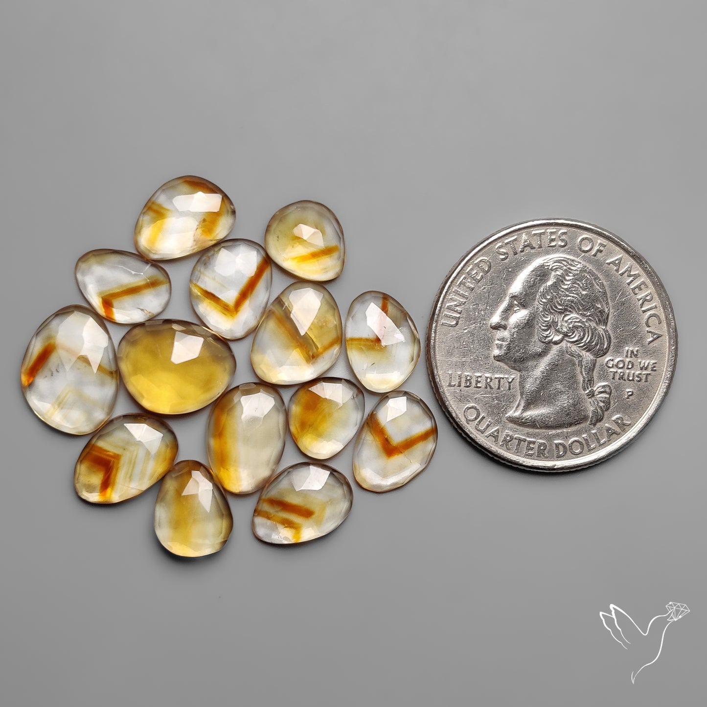 Trapiche Citrine Cabochon Rose Cuts Lot