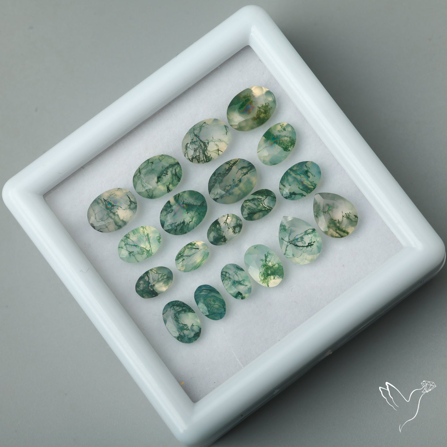 Moss Agates Set High Grade Faceted Clear