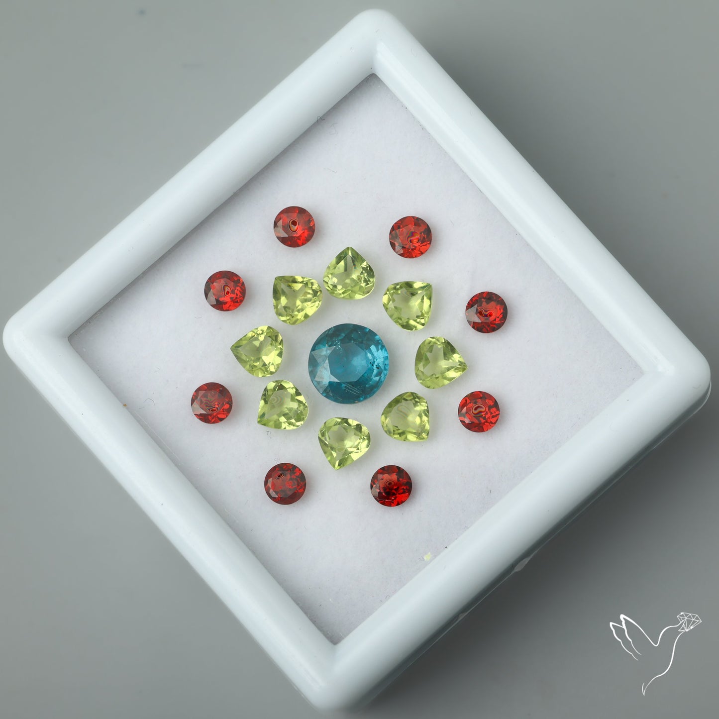 Mozambique Garnets, Peridots & AAA Teal Kyanite Set Faceted