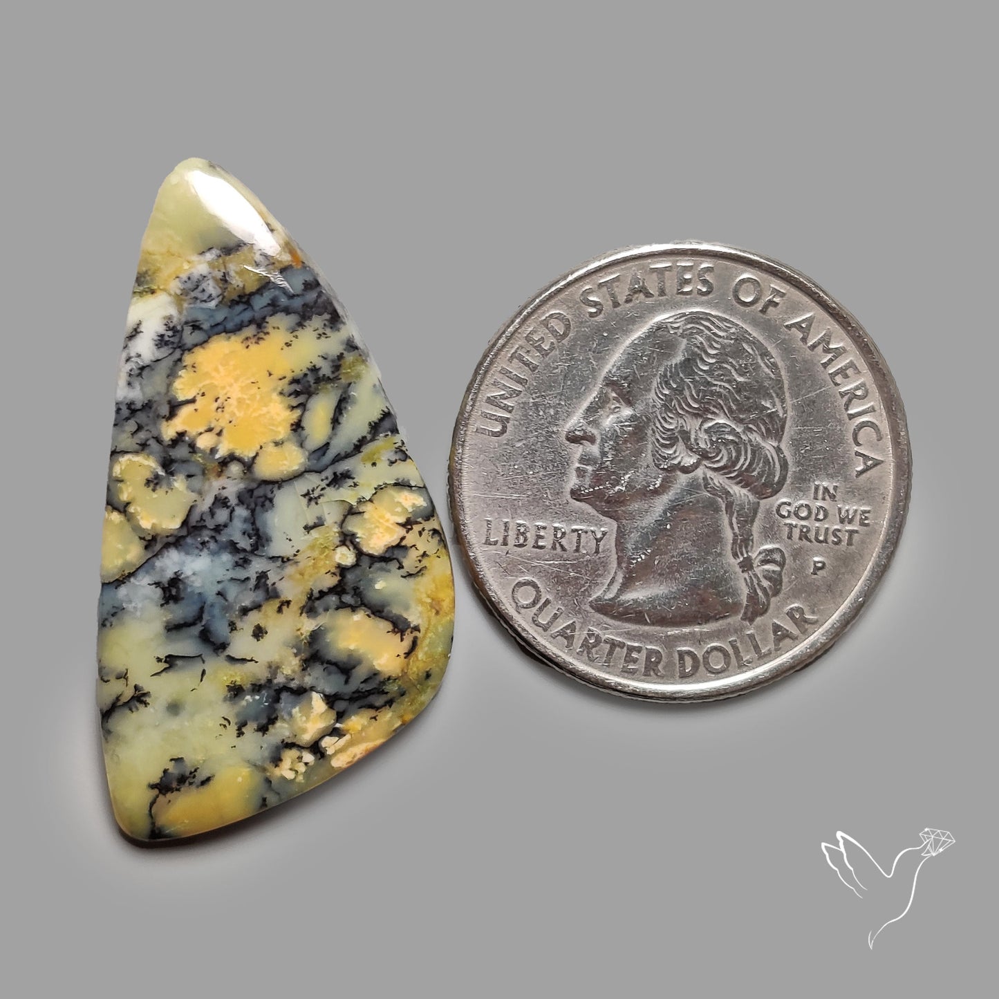 Australian Yellow Dendritic Agate Cabochon