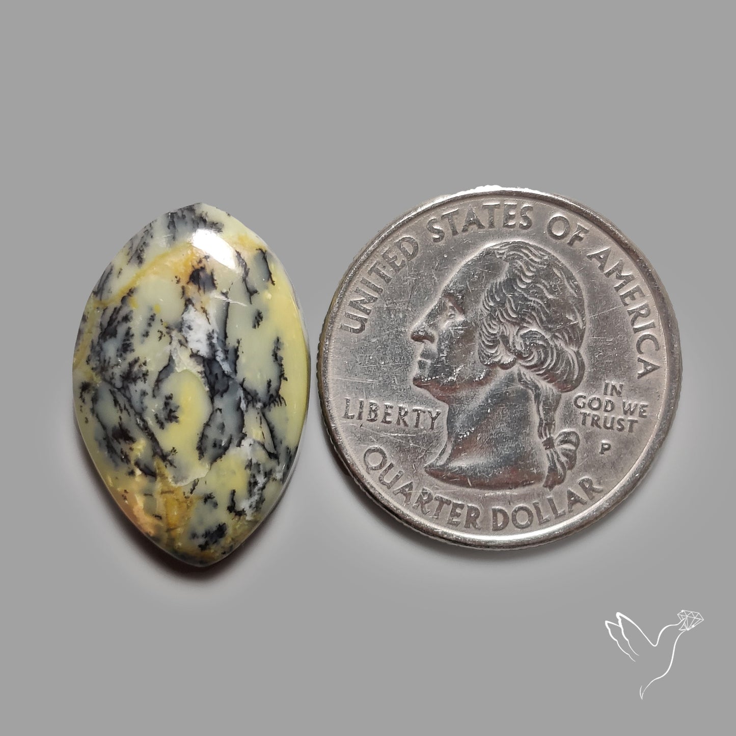 Australian Yellow Dendritic Agate Cabochon