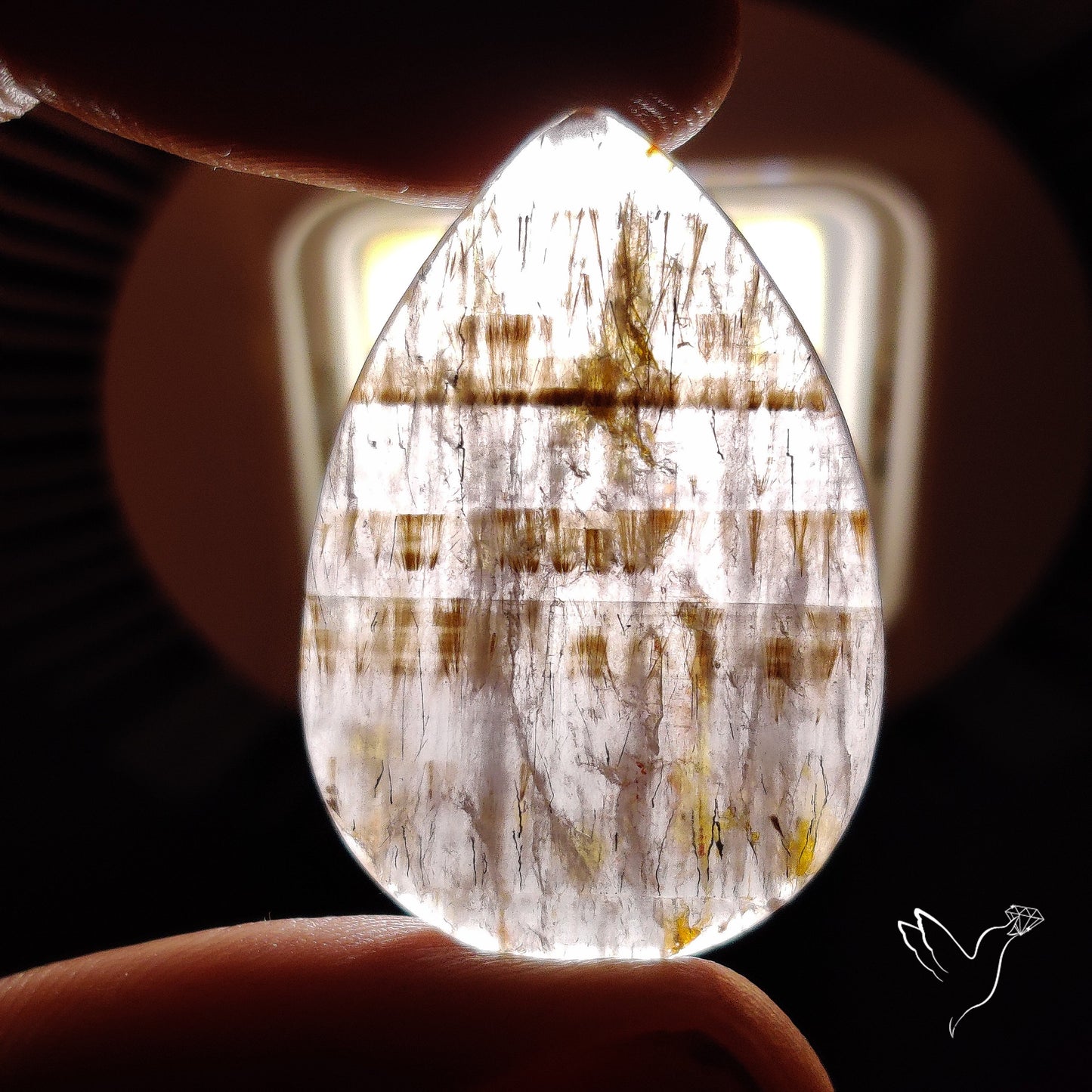 Cacoxenite in Quartz Cabochon