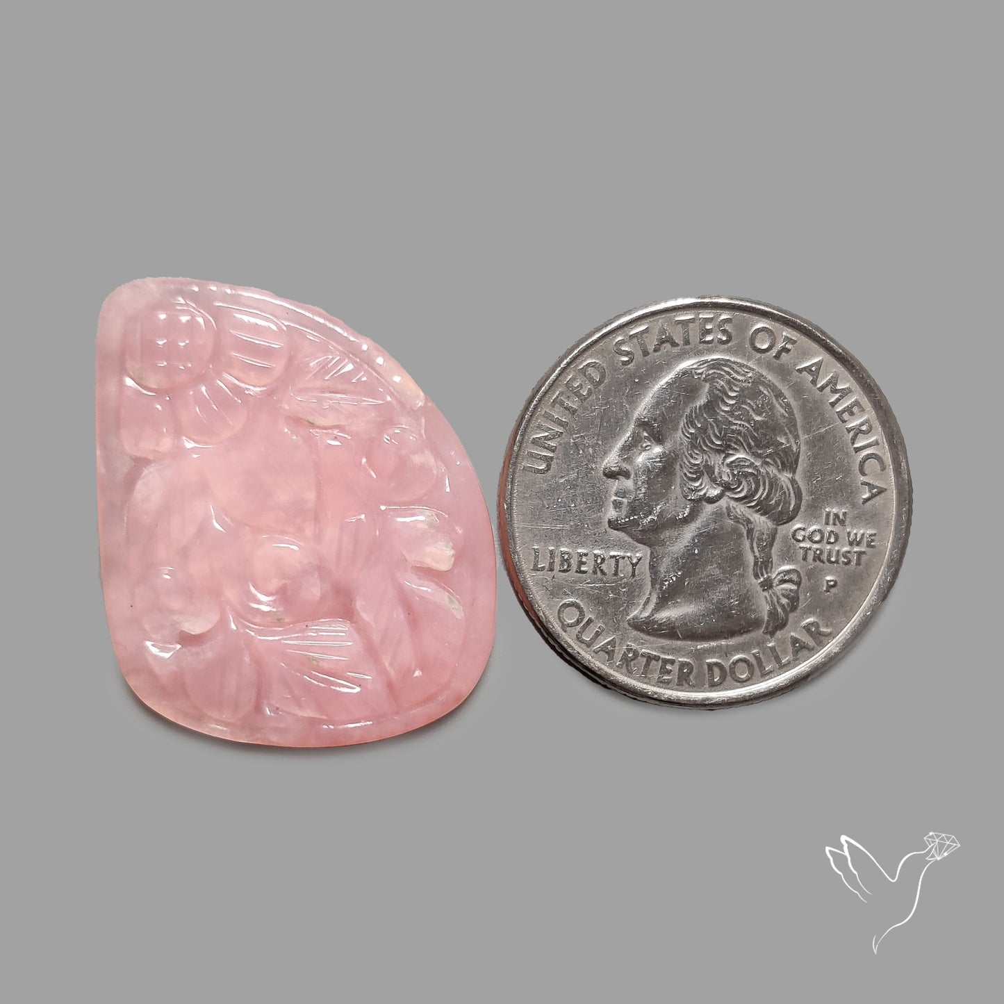 Rose Quartz Mughal Carving