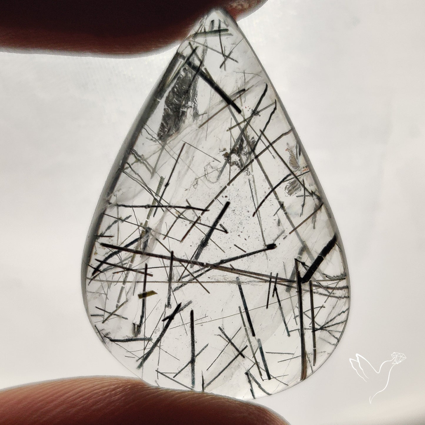 Black Tourmalinated Quartz Cabochon