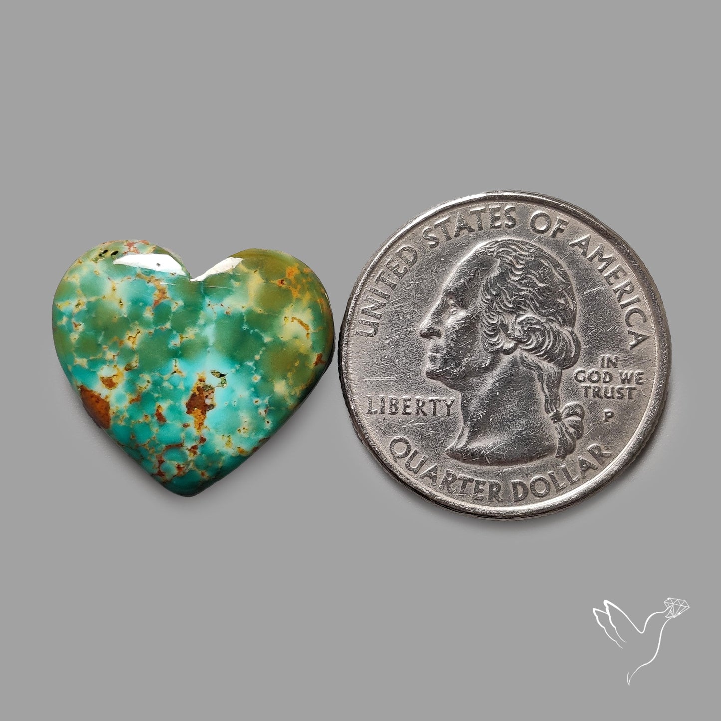 Rare Arizona Patogonia Turquoise Heart Cabochon Carving