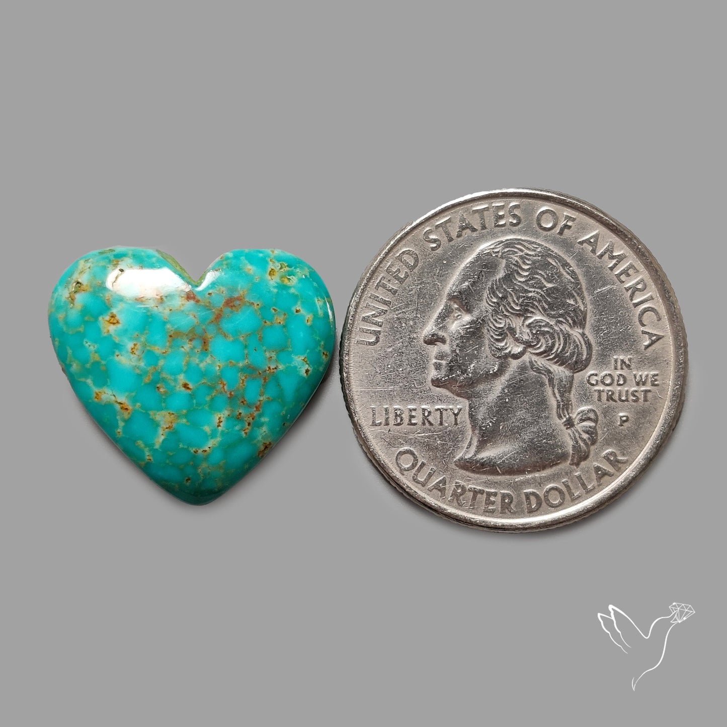 Rare Arizona Patogonia Turquoise Heart Cabochon Carving