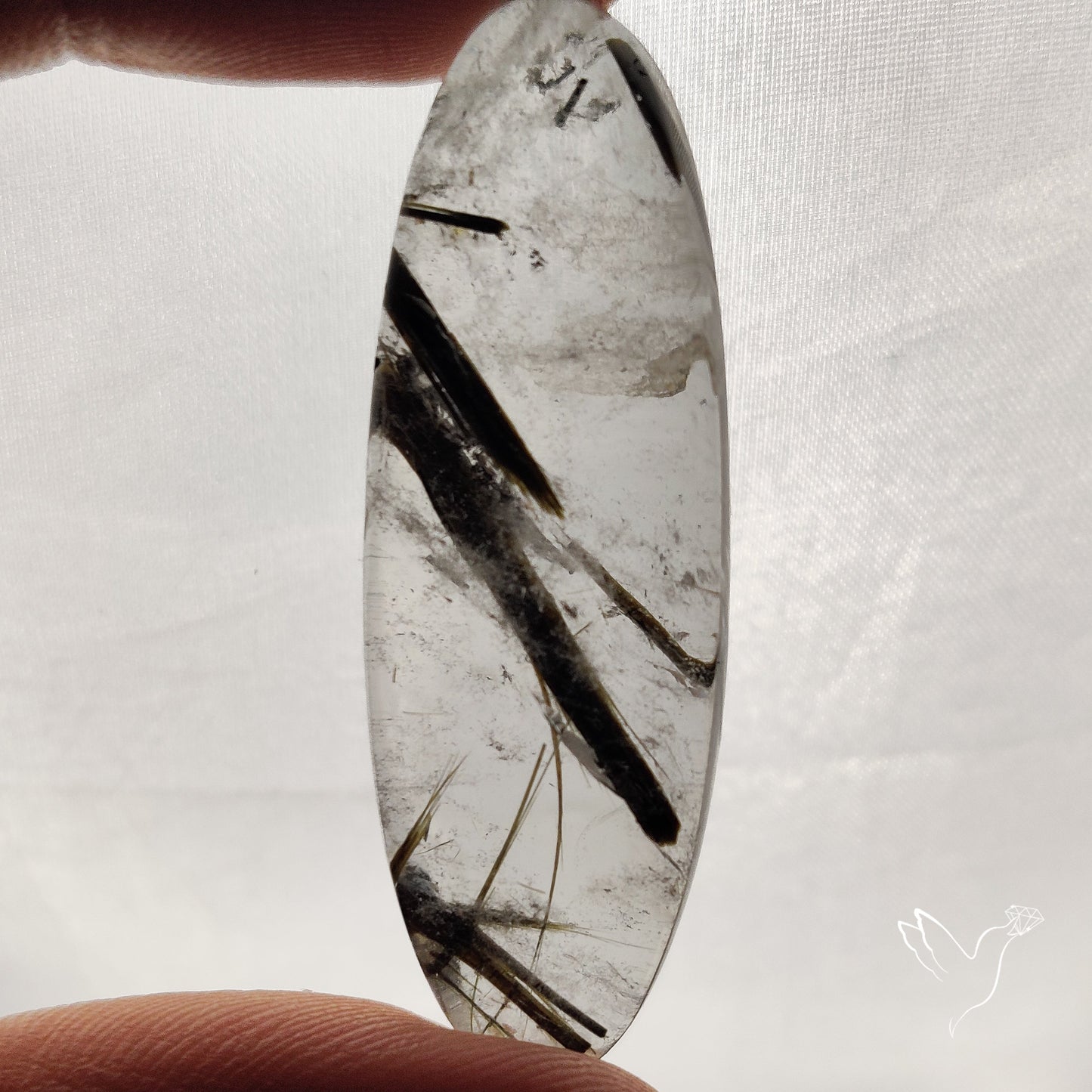 Black Tourmalinated Quartz Cabochon