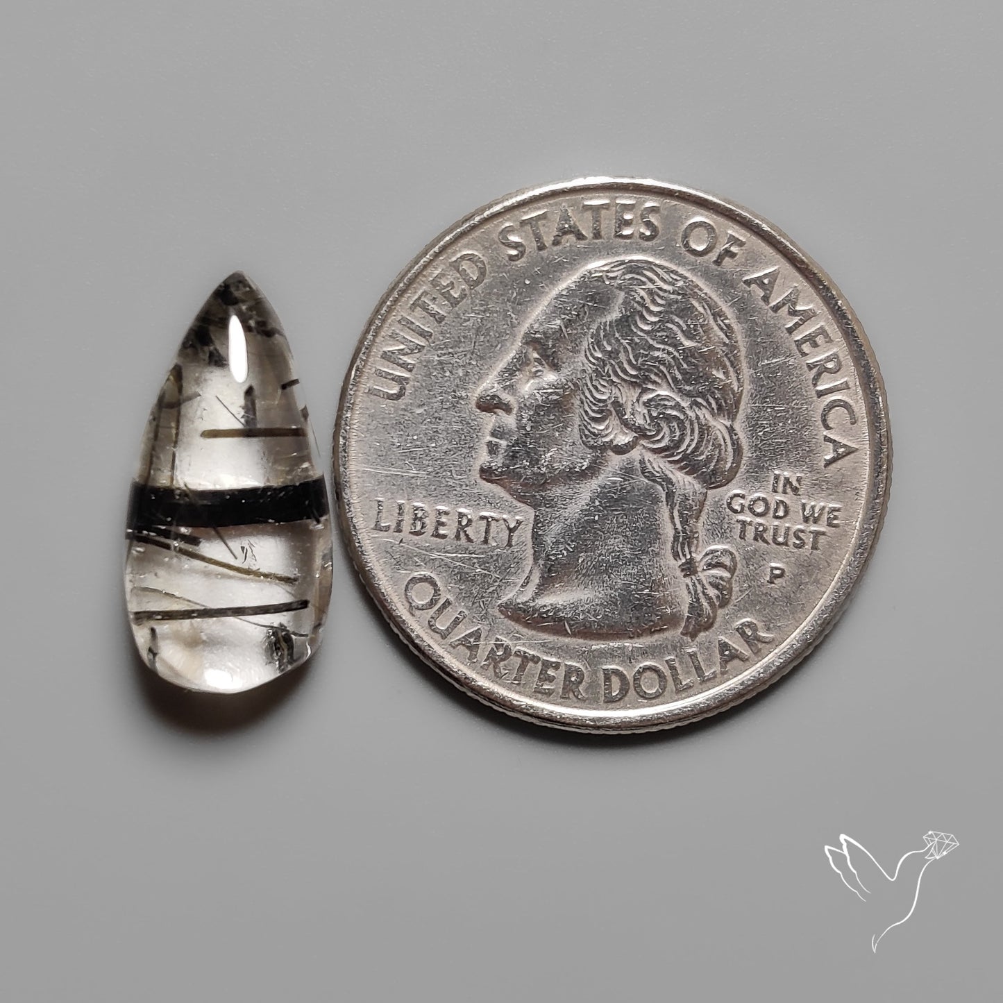 Black Tourmalinated Quartz Cabochon