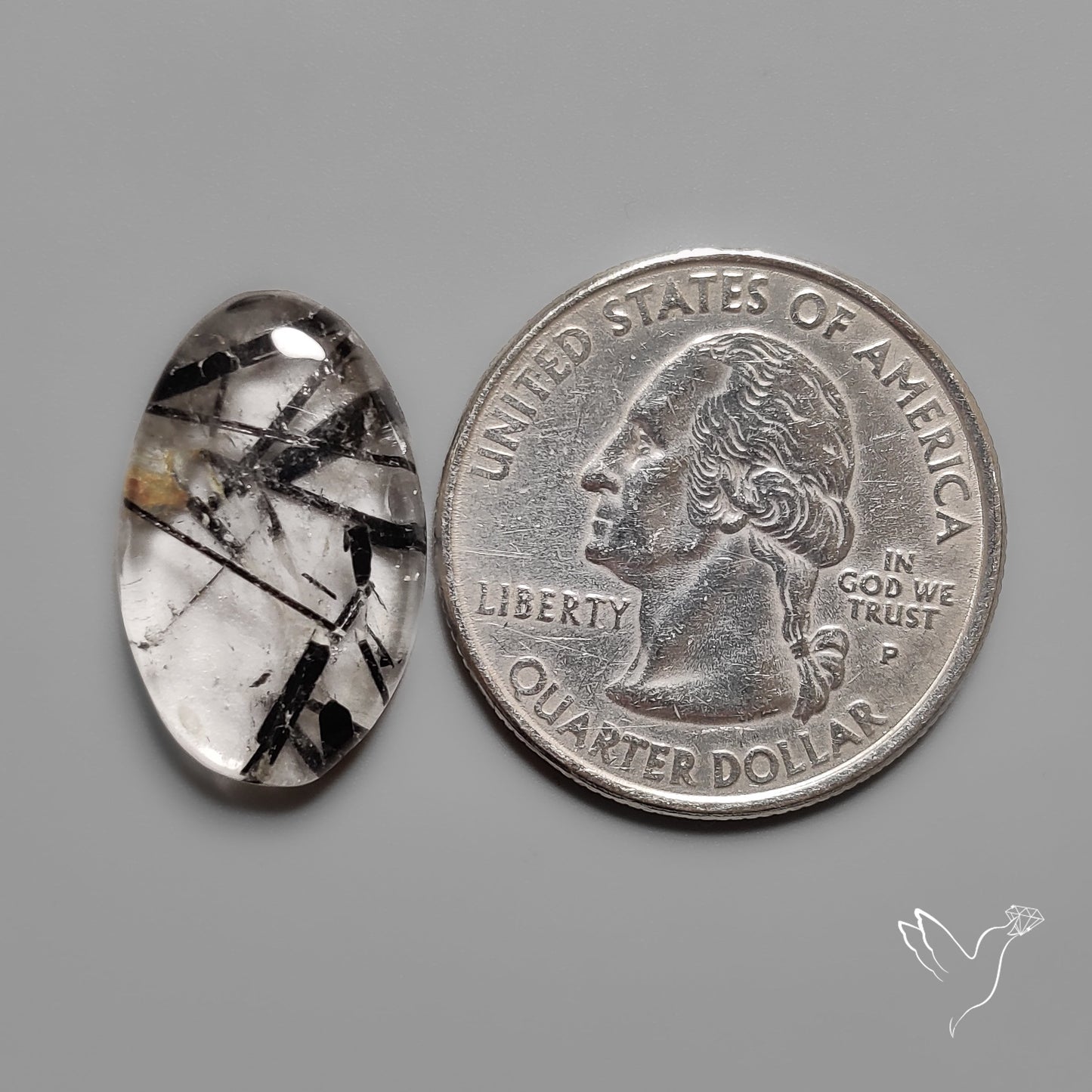 Black Tourmalinated Quartz Cabochon