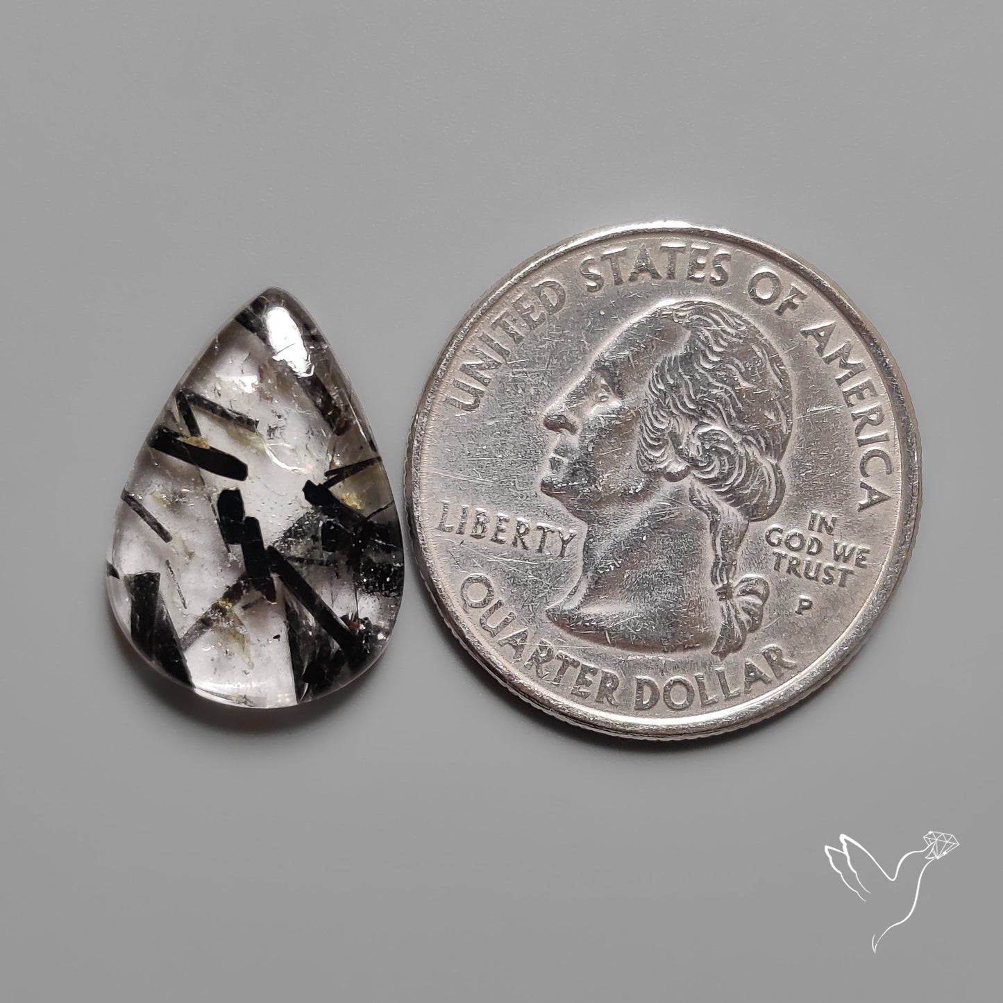 Black Tourmalinated Quartz Cabochon