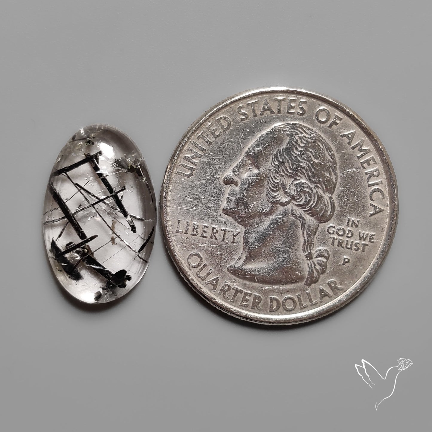 Black Tourmalinated Quartz Cabochon