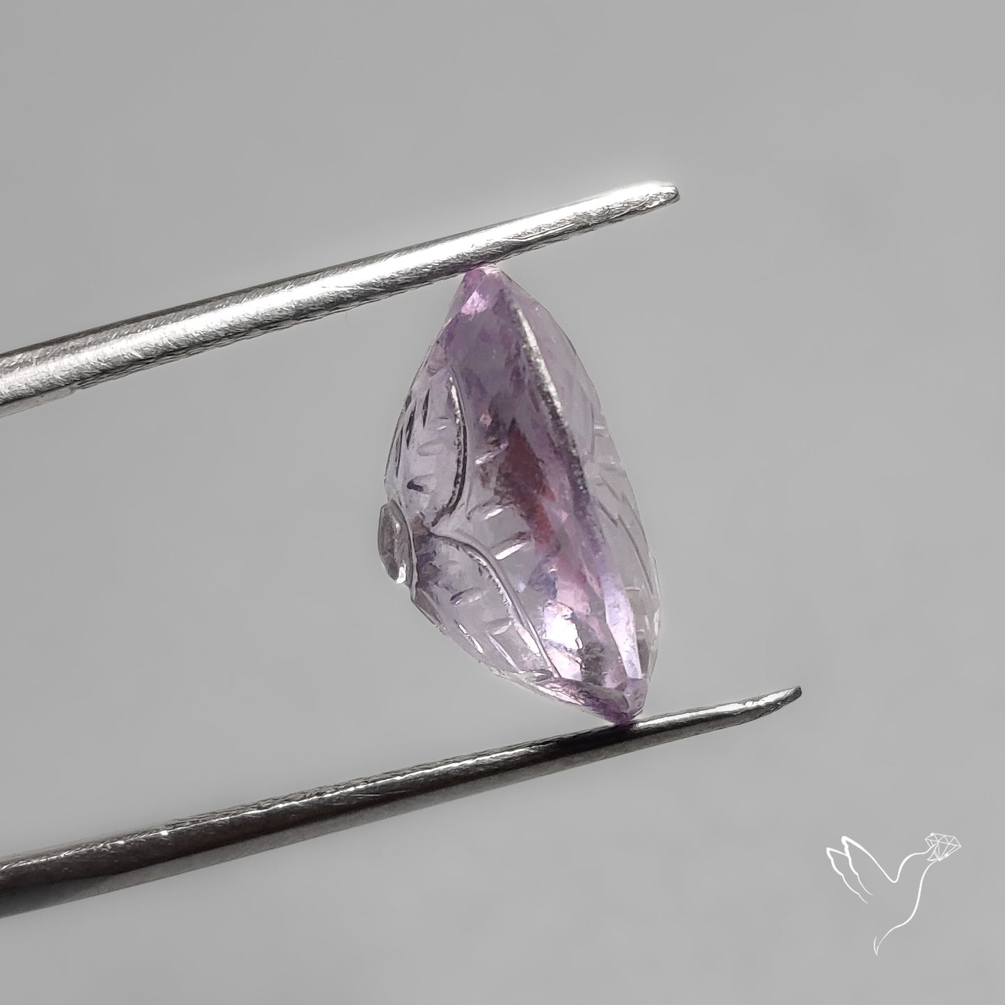 Faceted Pink Amethyst Reverse Intaglio Mughal Carving
