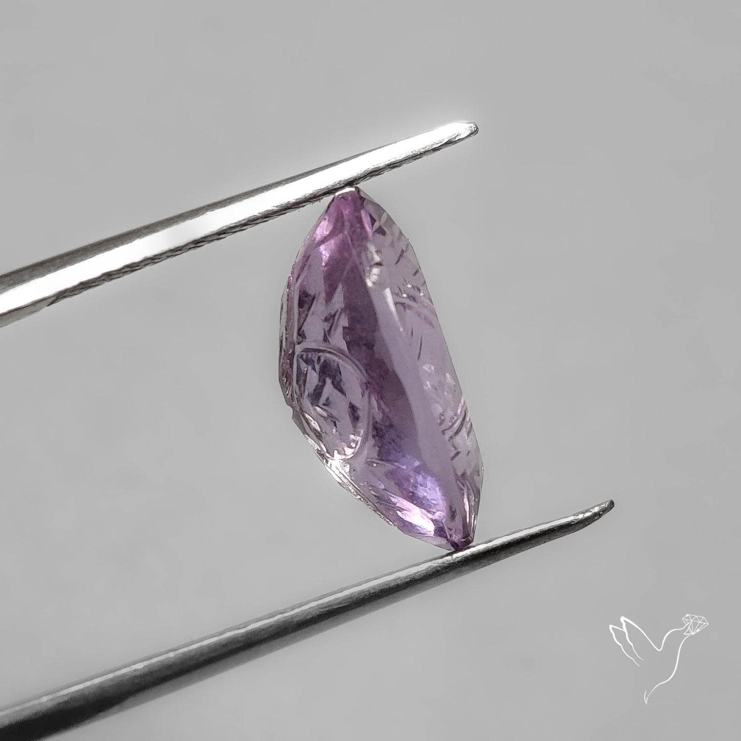 Faceted Pink Amethyst Reverse Intaglio Mughal Carving
