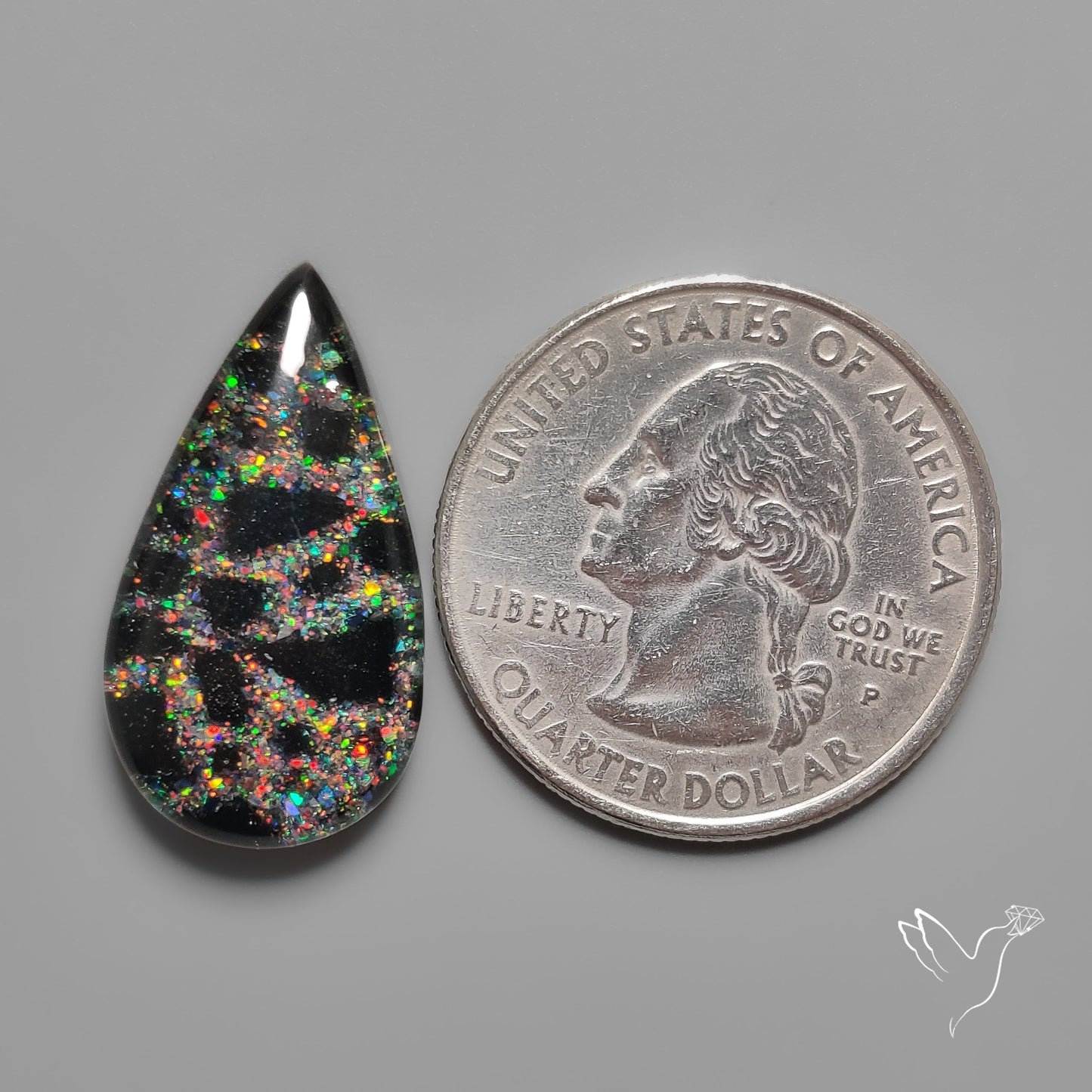 Opal Inlay in Onyx Doublet