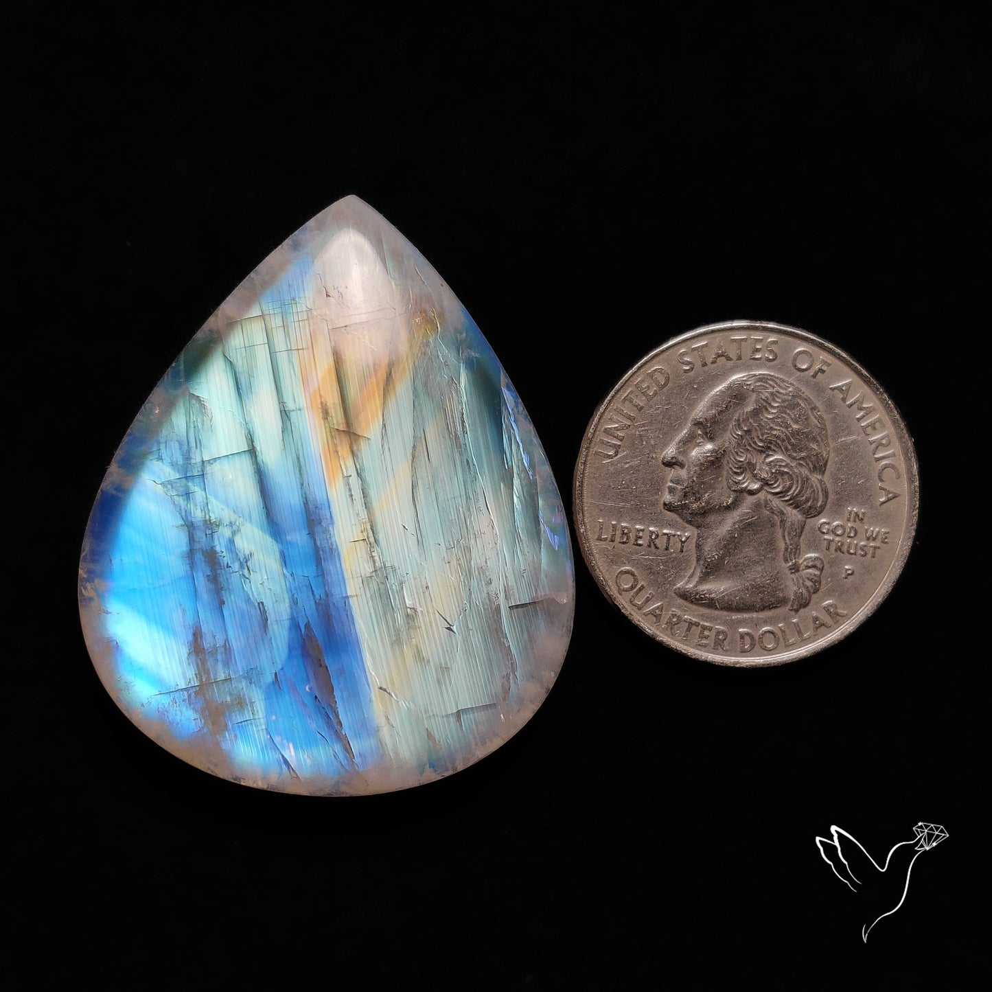 Rainbow Moonstone High Grade Large Cabochon