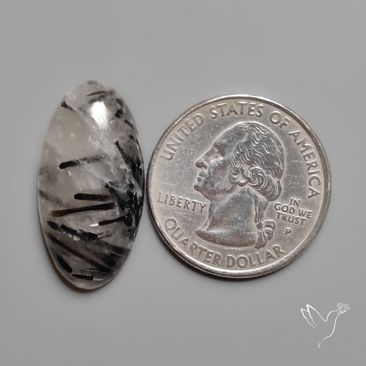 Black Tourmalinated Quartz Cabochon