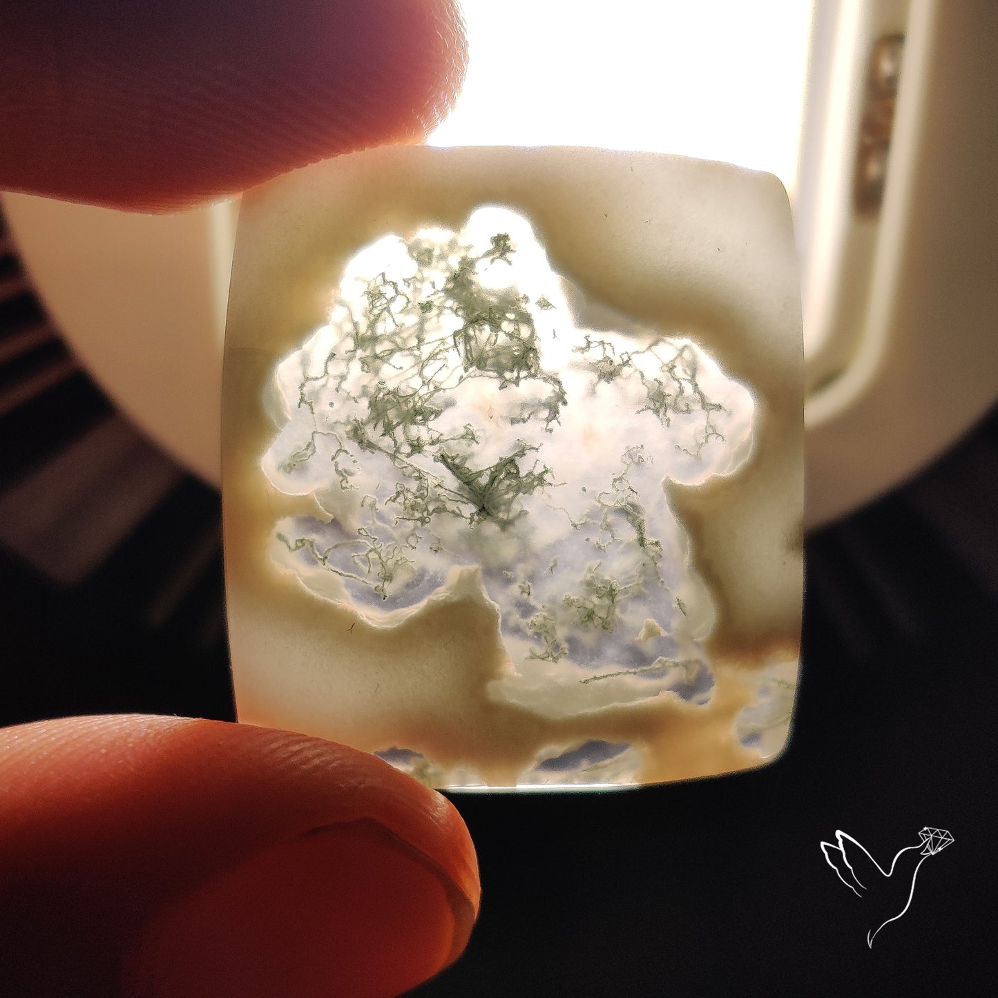 Moss Agate Solar Quartz Cabochon