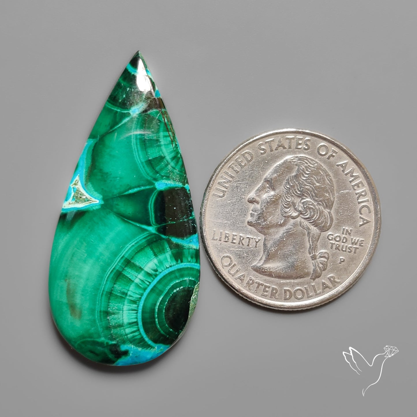 Chrysocolla In Malachite with Chattoyancy Cabochon