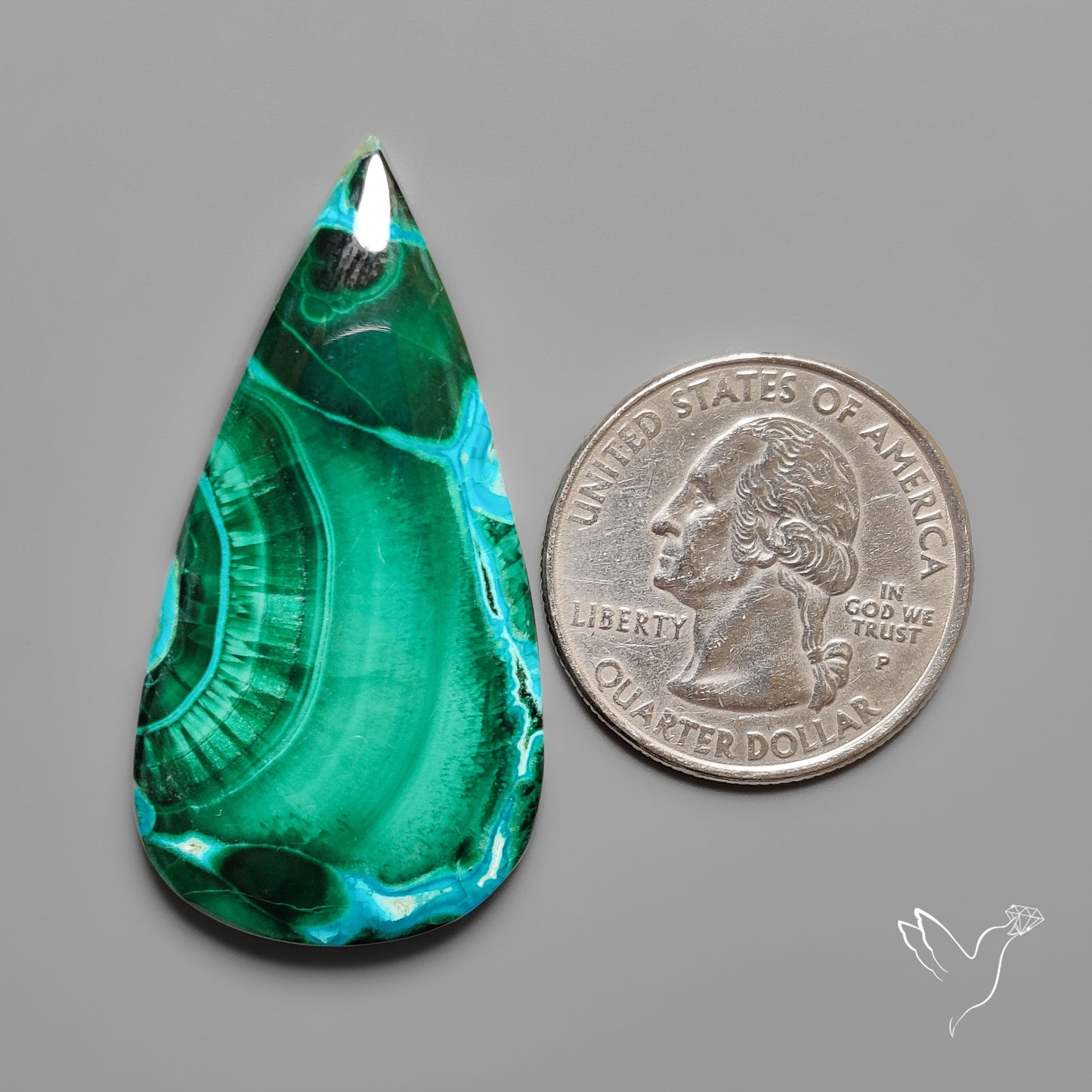 Chrysocolla In Malachite with Chattoyancy Cabochon