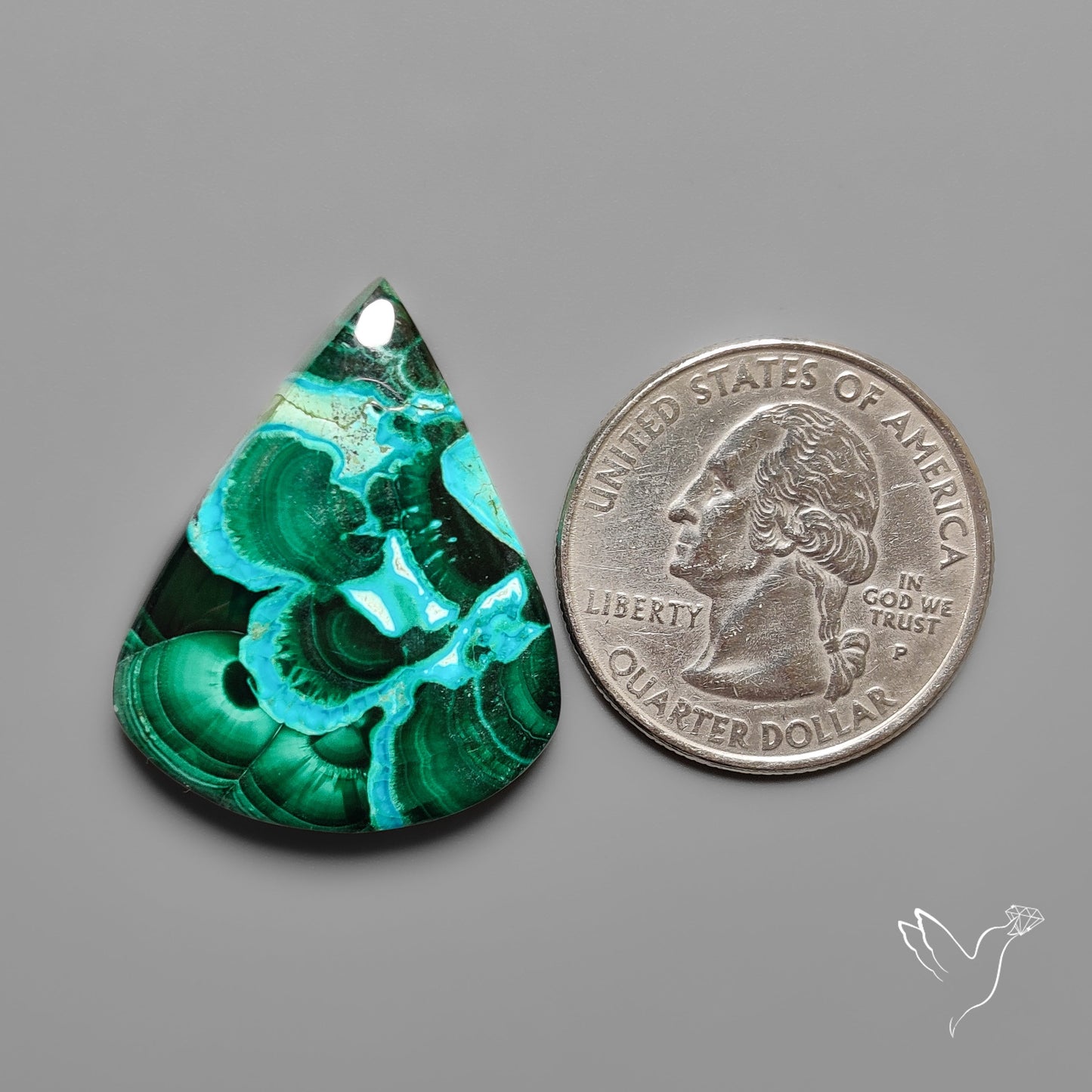 Chrysocolla In Malachite with Chattoyancy Cabochon