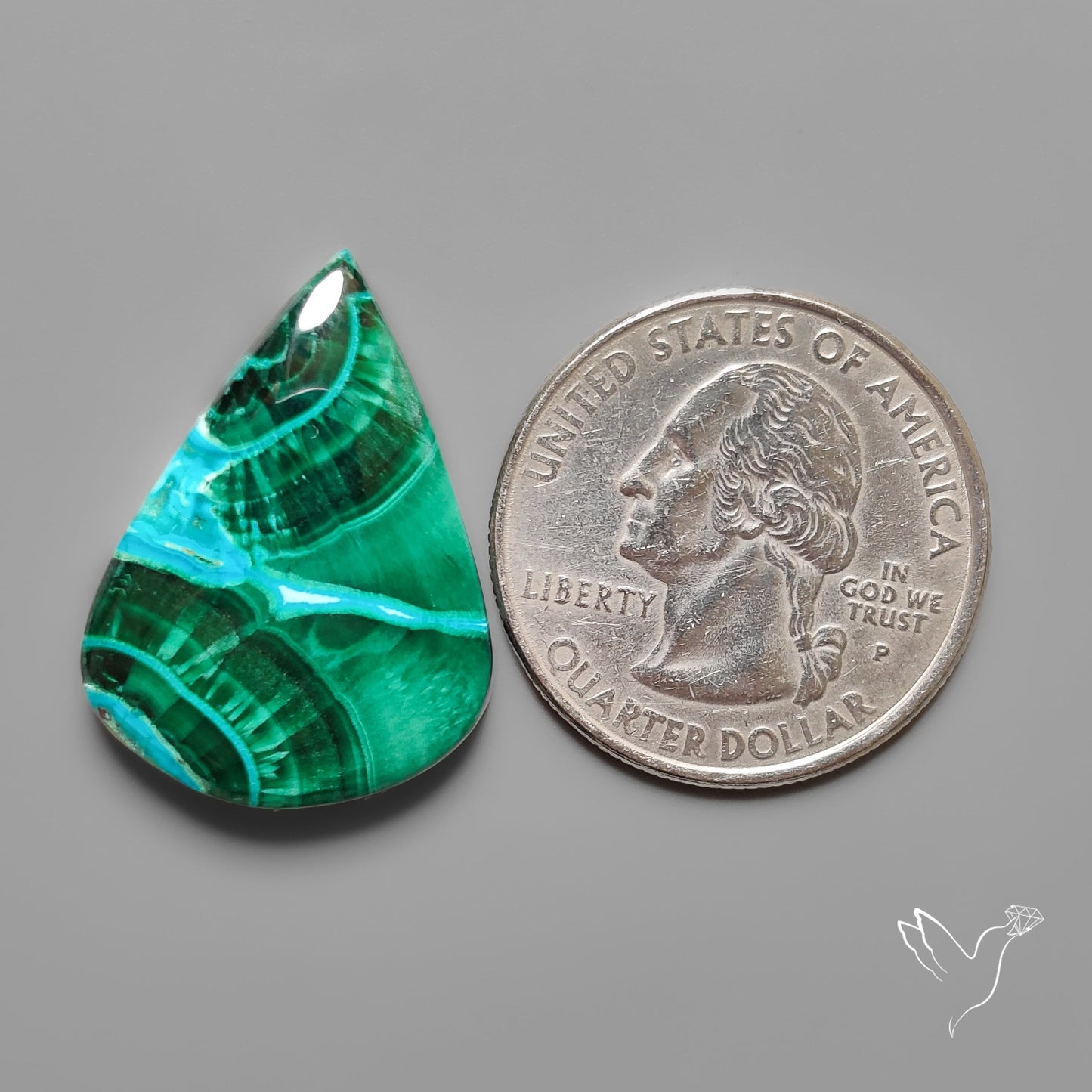 Chrysocolla In Malachite with Chattoyancy Cabochon