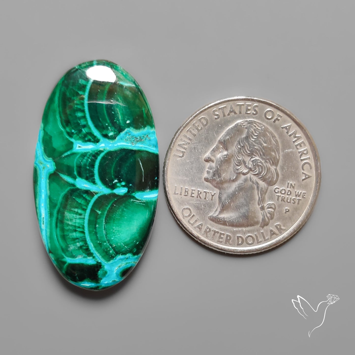 Chrysocolla In Malachite with Chattoyancy Cabochon