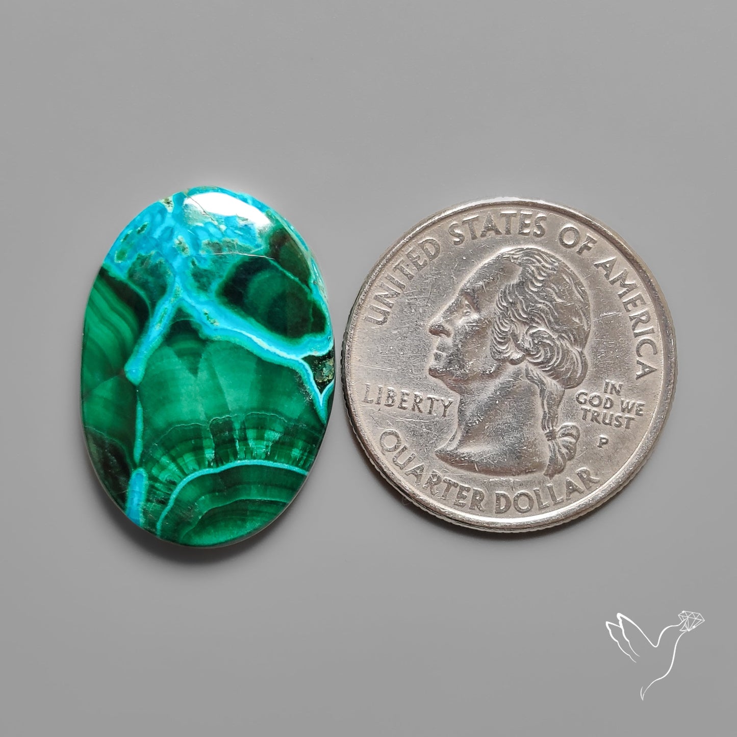 Chrysocolla In Malachite with Chattoyancy Cabochon