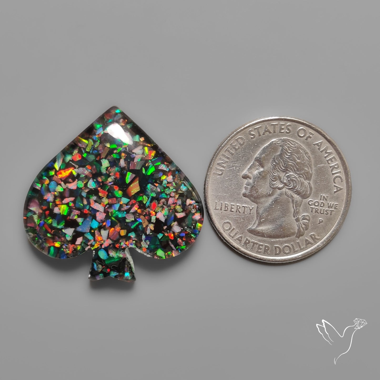 Crushed Opal Inlay in Quartz Doublet