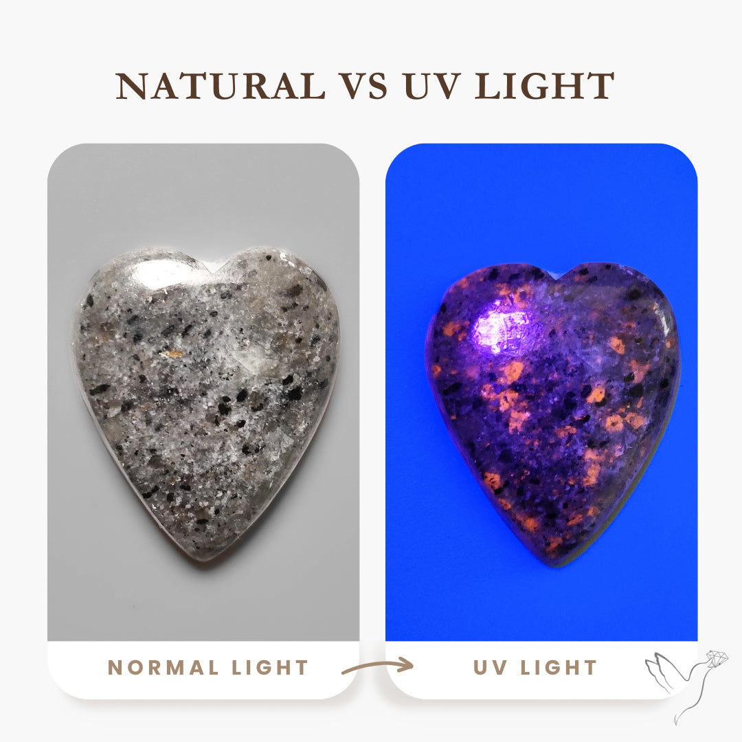 Yooperlite Heart UV Light Reactive