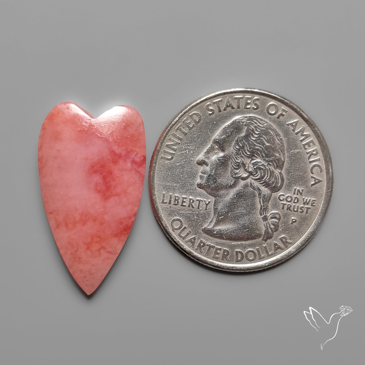 Peruvian Pink Opal Heart Deep Natural Pink