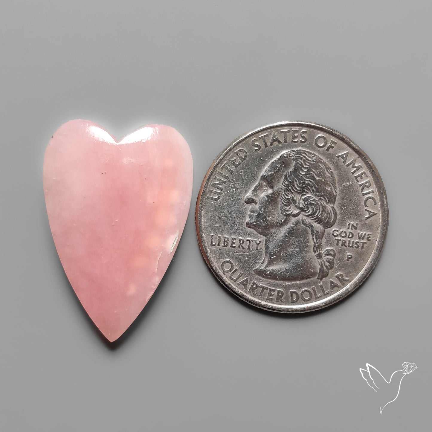 Peruvian Pink Opal Heart Deep Natural Pink