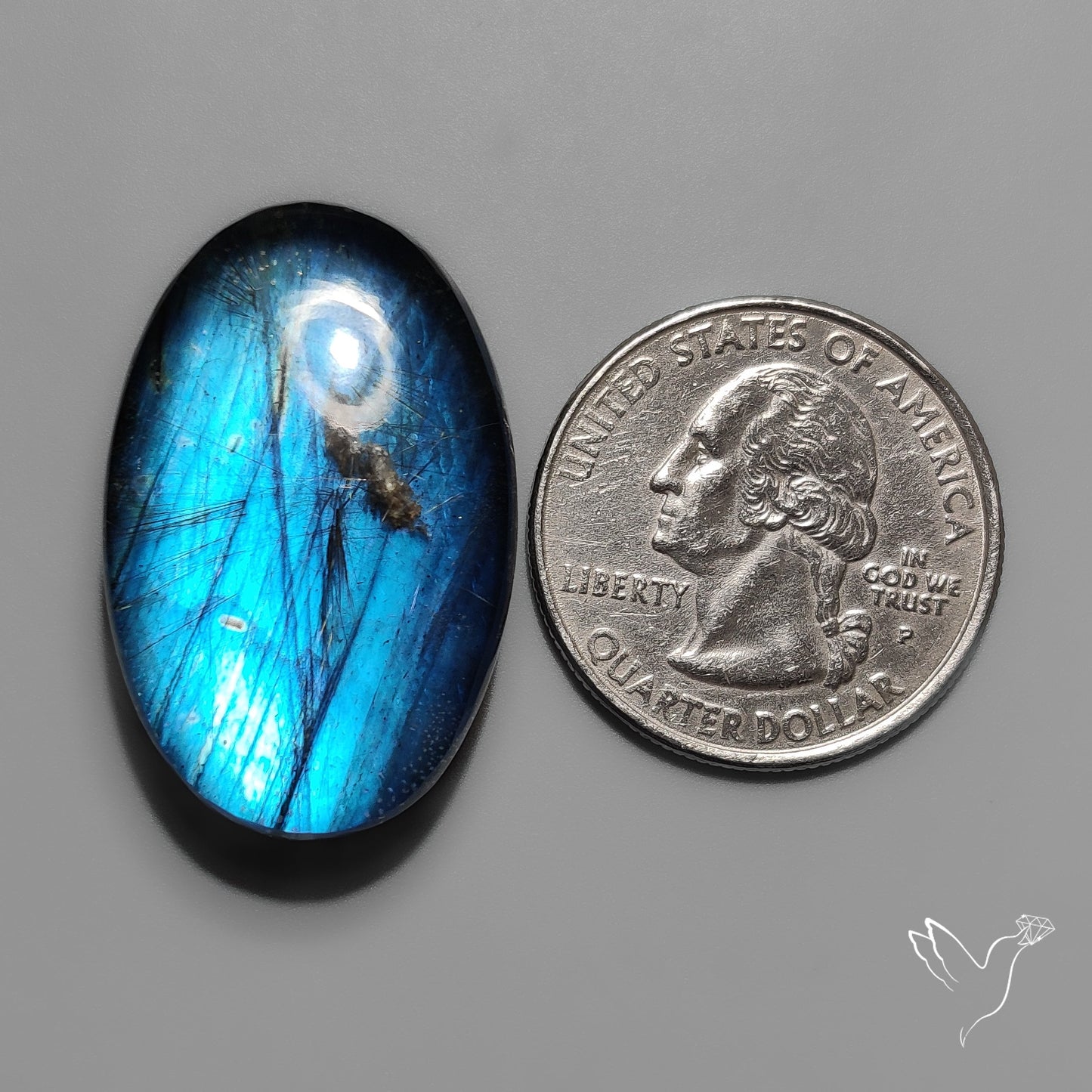 Blue Labradorite Cabochon Doublet with Quartz