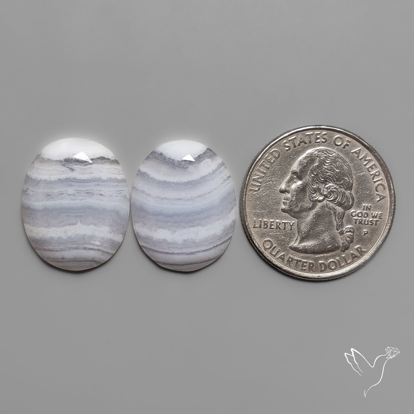 Rose Cut Blue Lace Agates Pair