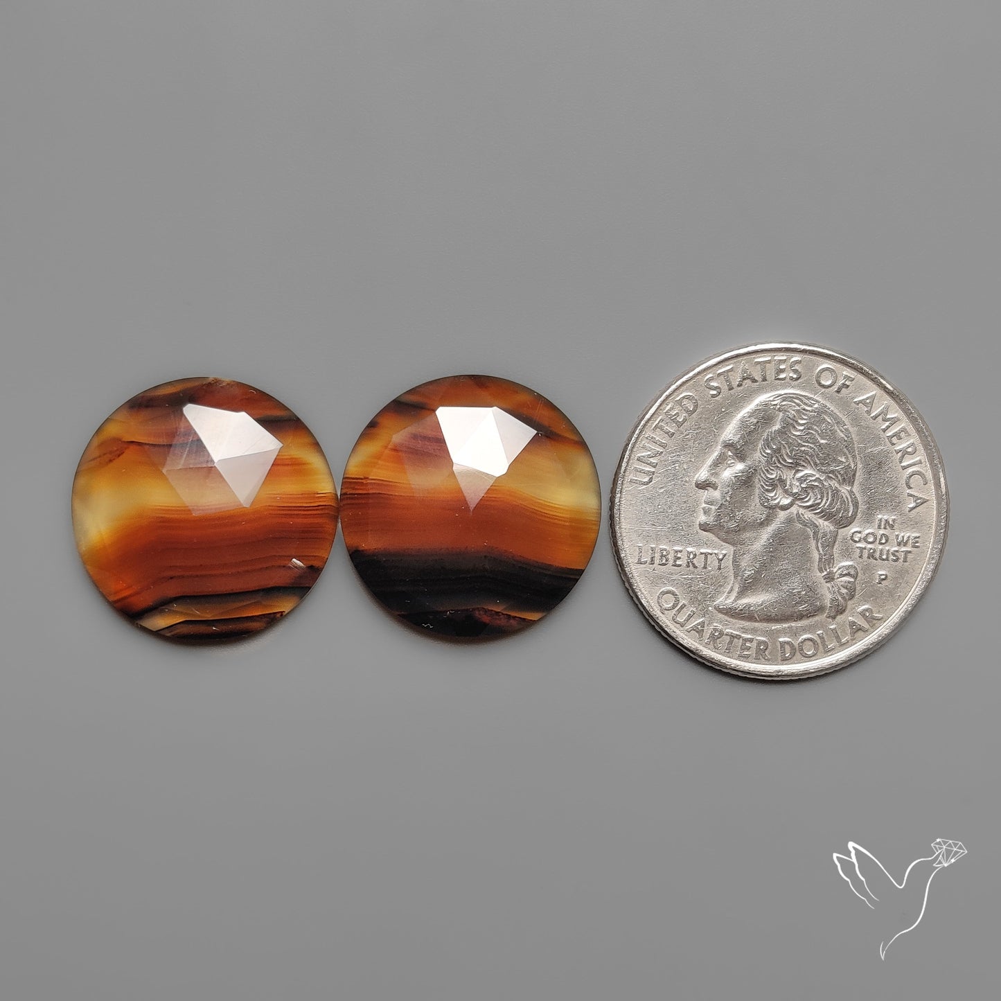 Rose Cut Montana Agates Pair