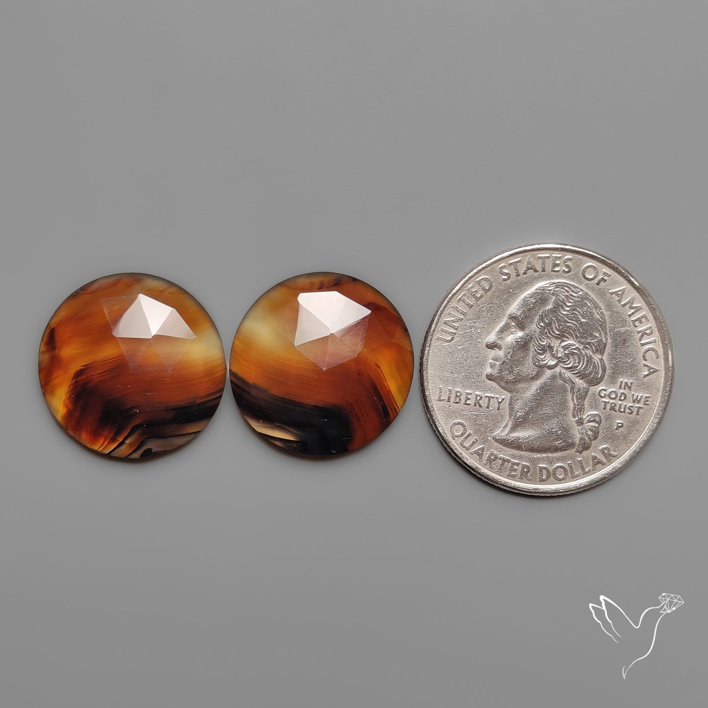 Rose Cut Montana Agates Pair