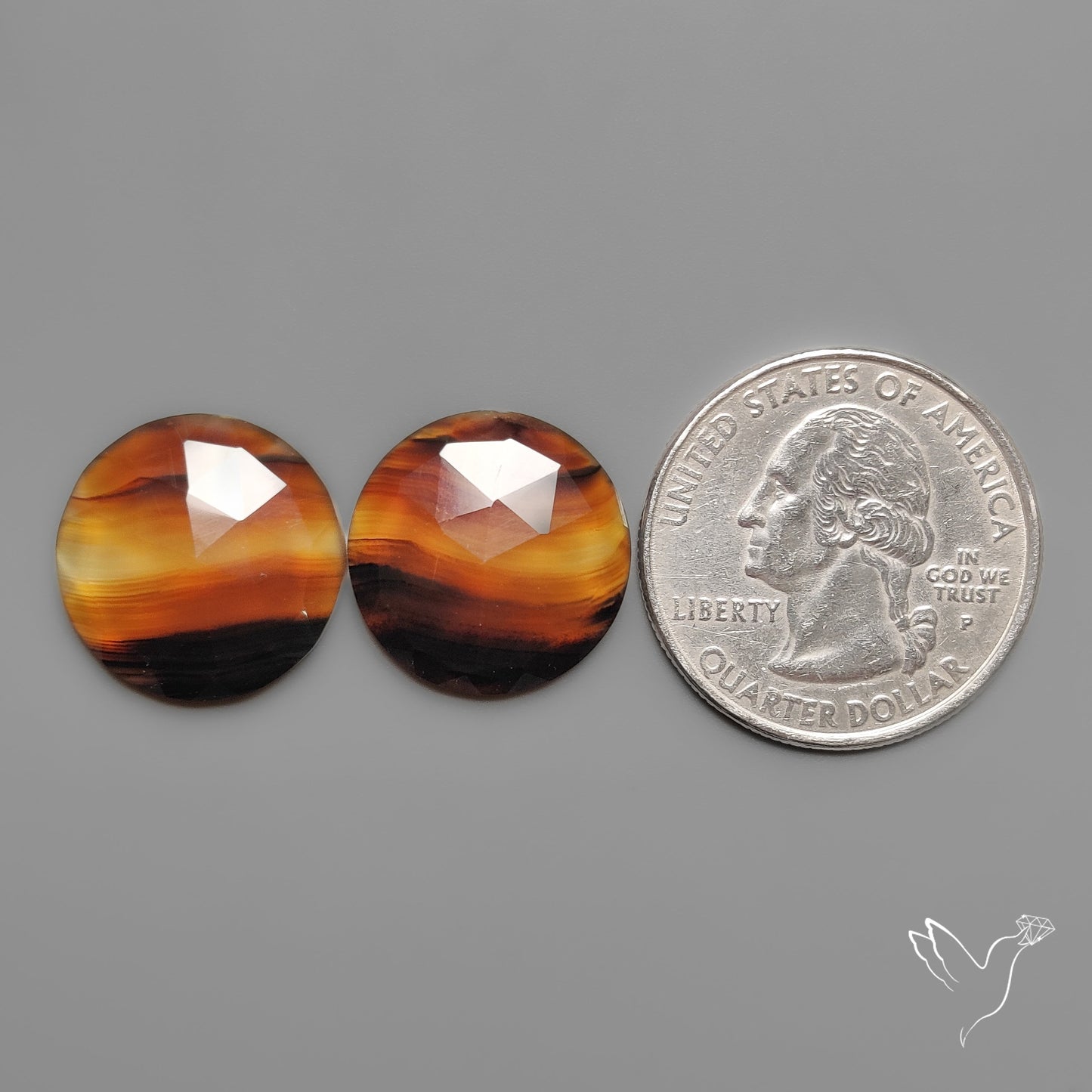 Rose Cut Montana Agates Pair