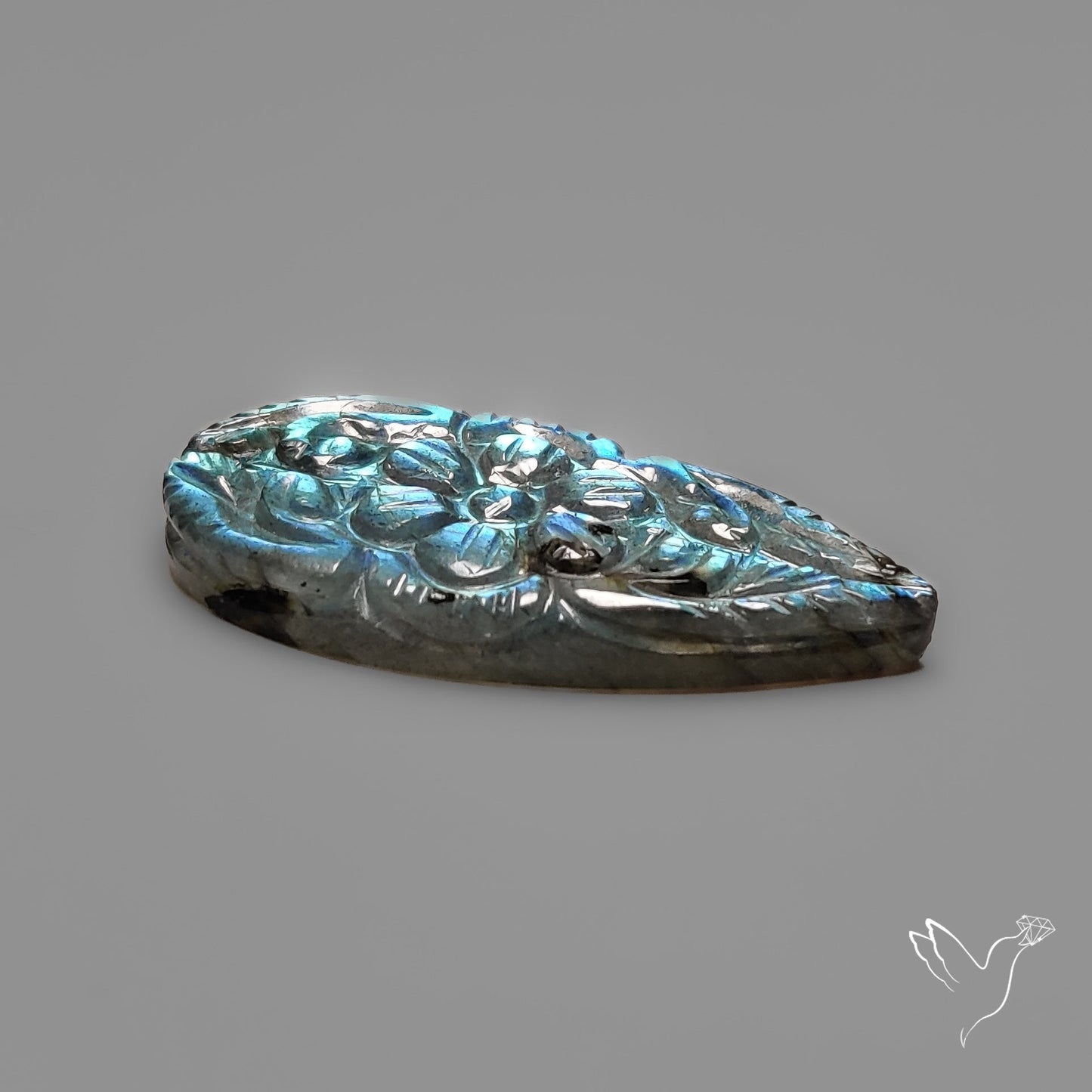 Labradorite Mughal Carving Handcarved