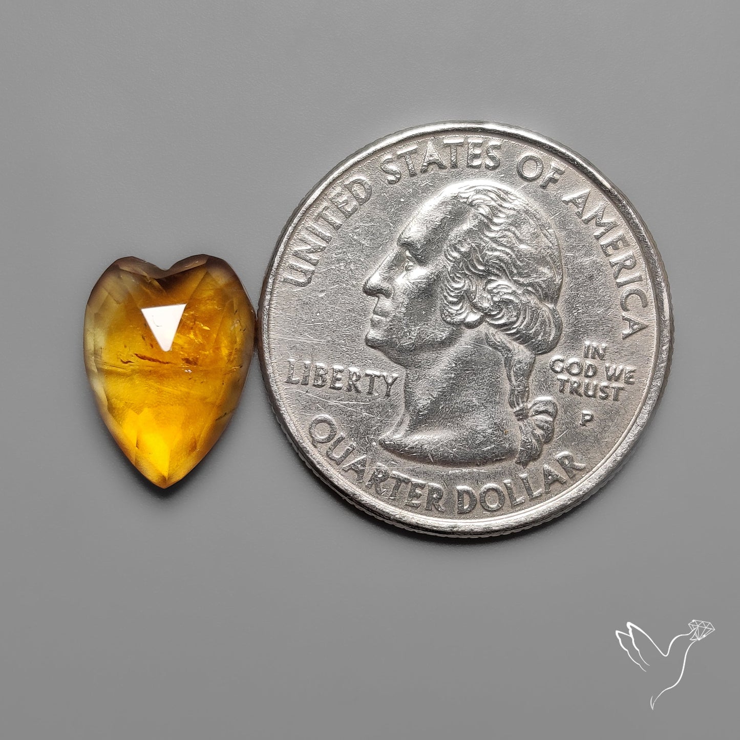 Citrine Rose Cut Heart Carving