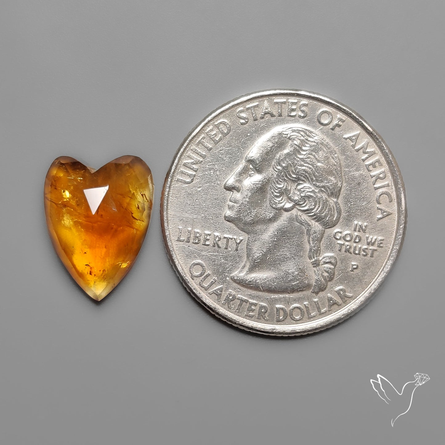 Citrine Rose Cut Heart Carving