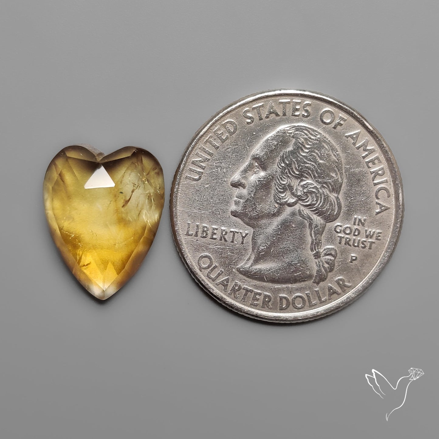 Citrine Rose Cut Heart Carving