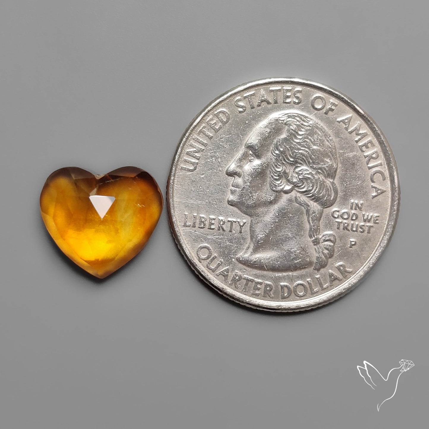 Citrine Rose Cut Heart Carving