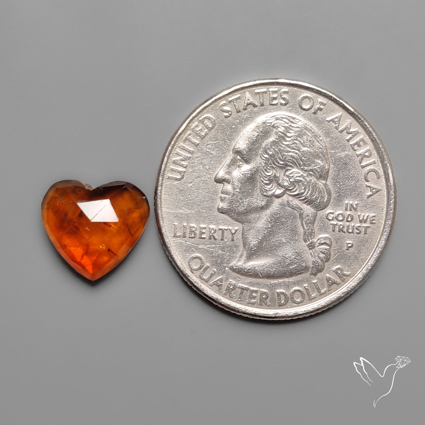 Citrine Rose Cut Heart Carving