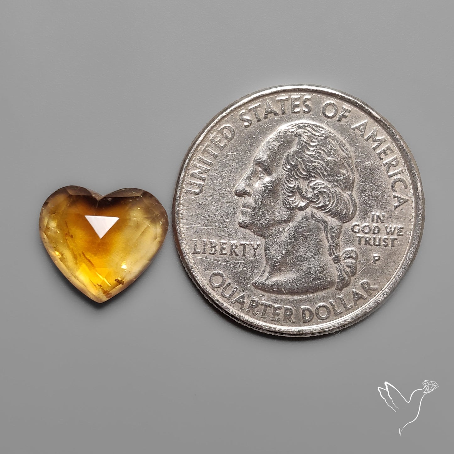 Citrine Rose Cut Heart Carving