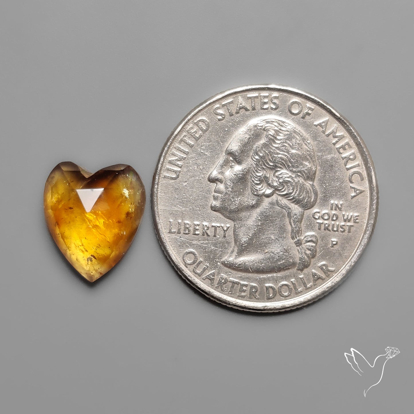 Citrine Rose Cut Heart Carving